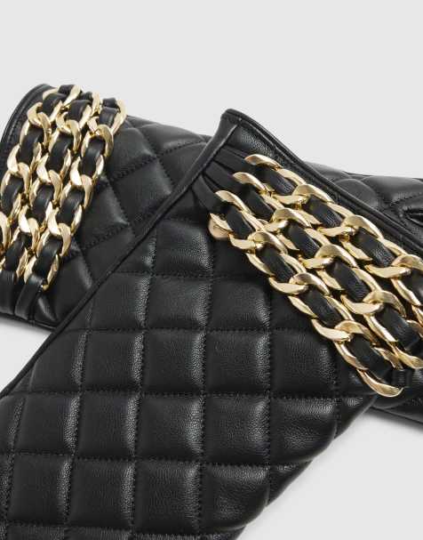 River Island Quilted chain trim glove in black - view 1