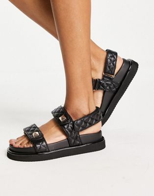 River Island quilted chunky sandal in black