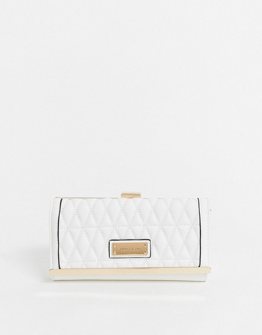 River Island quilted cliptop purse in white