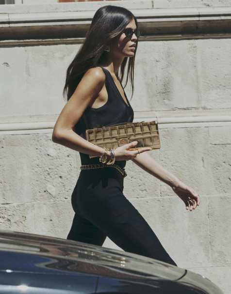 River Island Quilted clutch bag in gold - view 1