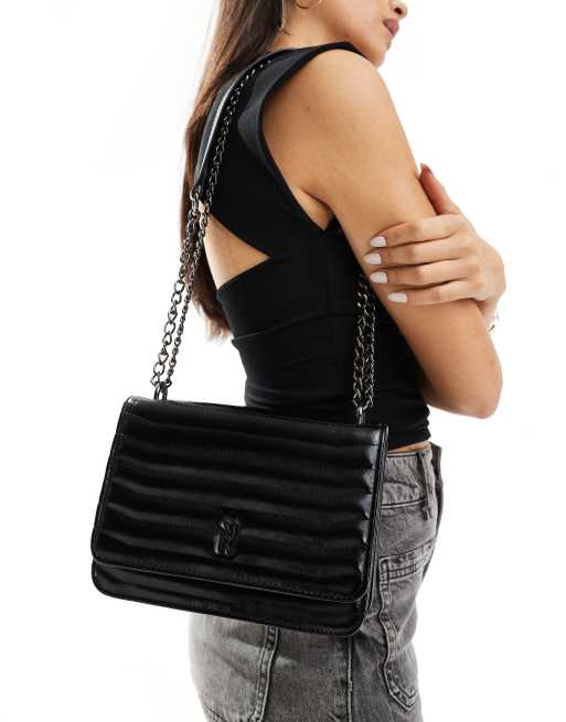 River Island quilted cross body bag in black ASOS