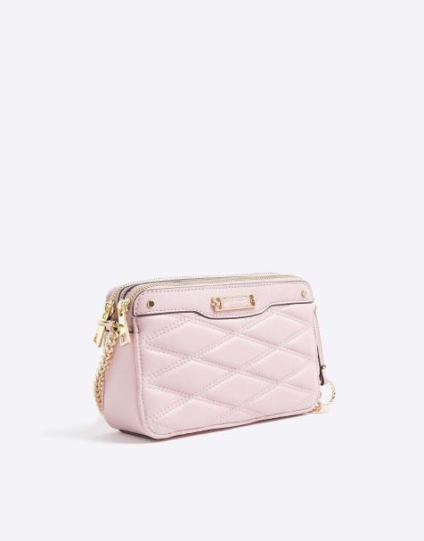 River Island Quilted cross body bag in pink - light - view 1
