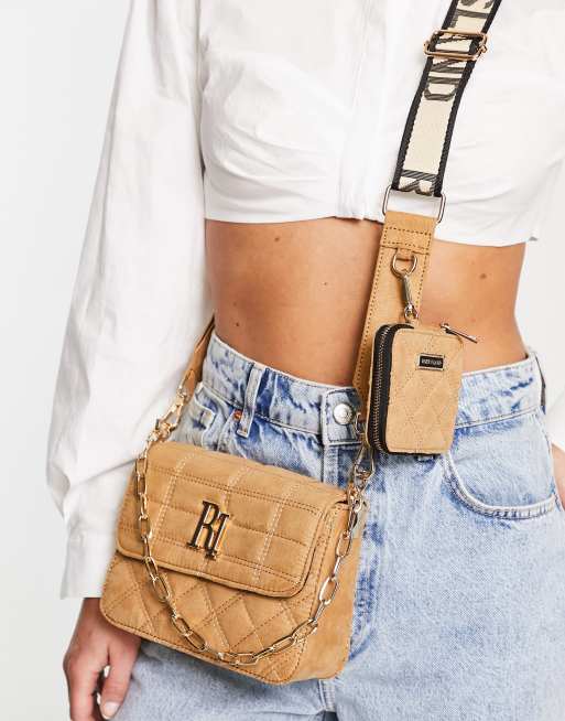 River Island - Crossbody tas met reliëf in bruin