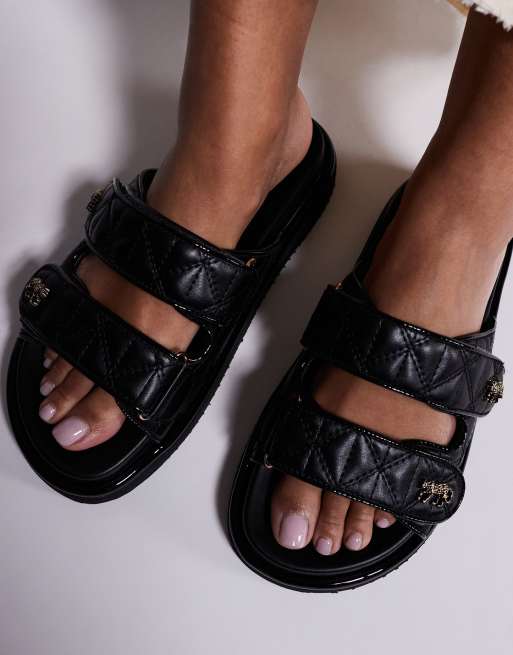 Faux Leather Double Strap Quilted Sandals DUNE Lockstock Leather - Main Image