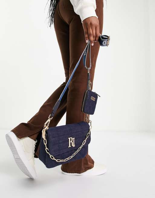 River island navy online handbags