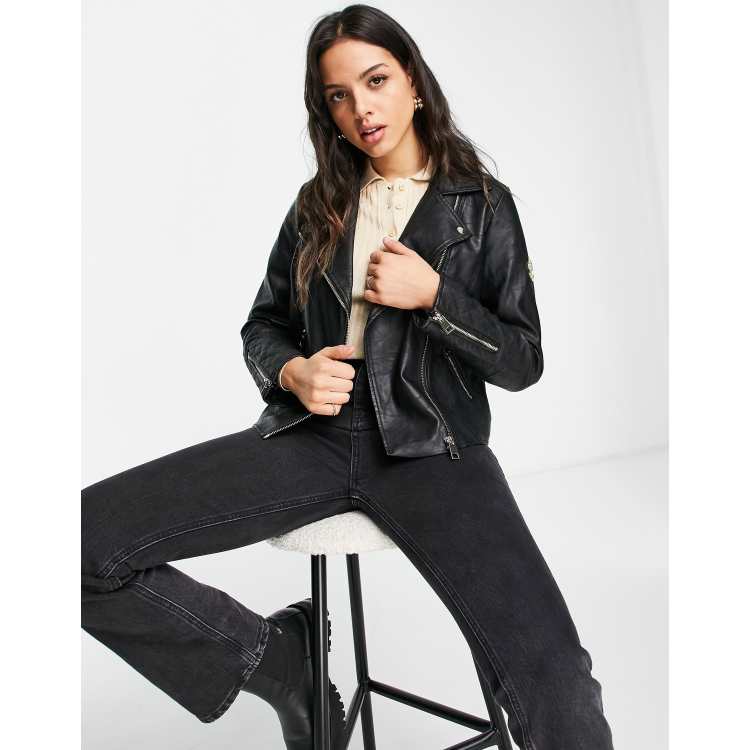 Fabric biker hot sale jacket womens