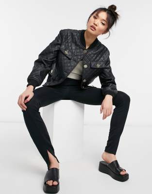 river island leather bomber jacket