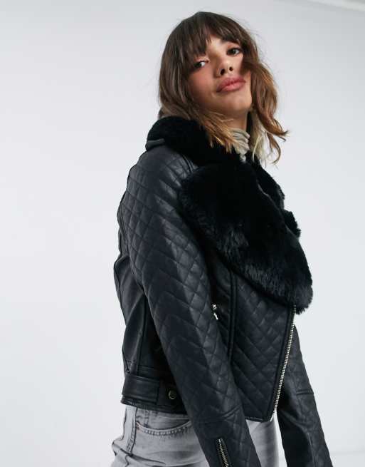 River island quilted leather 2024 jacket