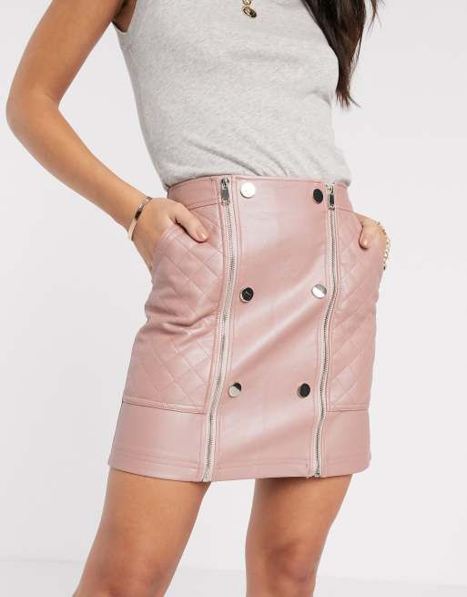 Pink leather hotsell skirt asos