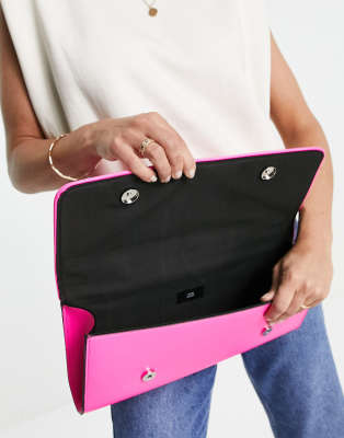 pink clutch bag river island