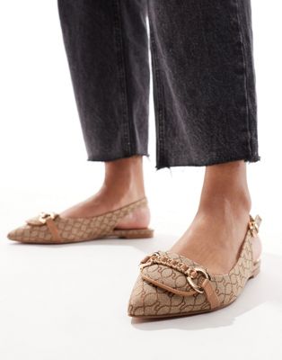 River Island quilted foldover sandals in beige