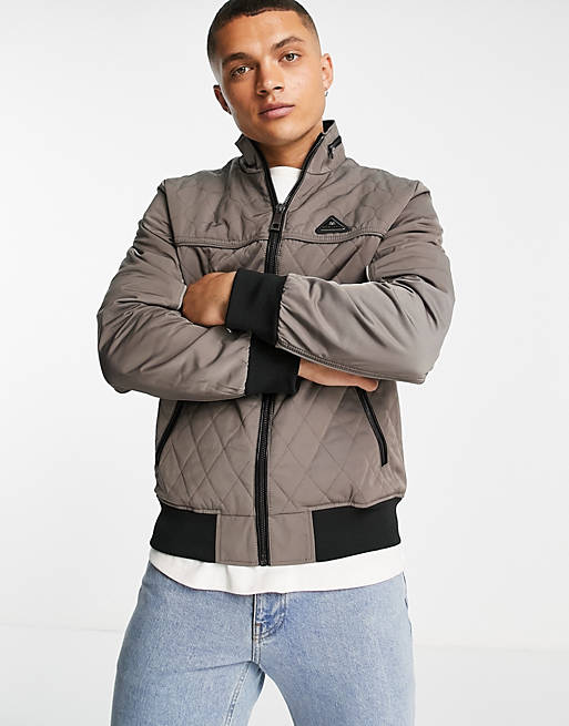 River Island quilted jacket in stone