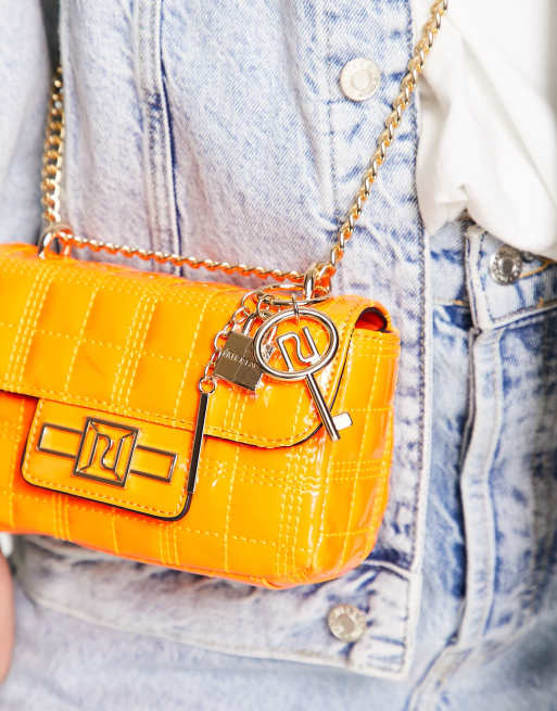River Island quilted mini shoulder bag in orange, 4 of 4