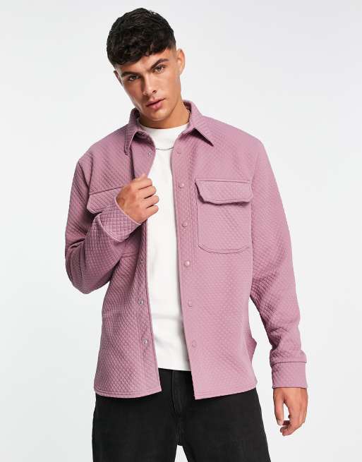 River Island quilted overshirt in pink ASOS