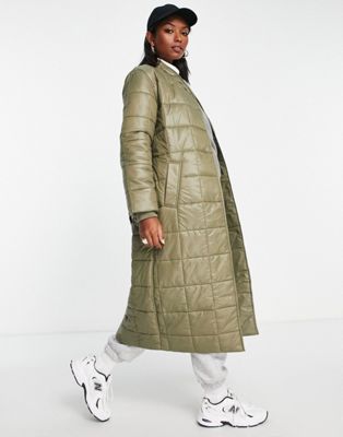 River Island quilted padded coat in khaki