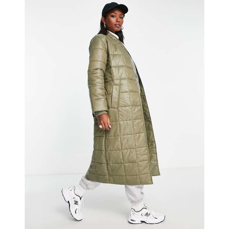 River Island quilted padded coat in khaki ASOS