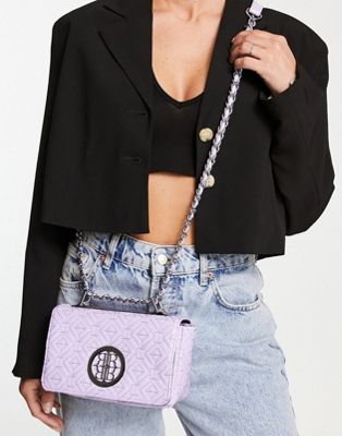 River Island quilted patent shoulder bag in lilac