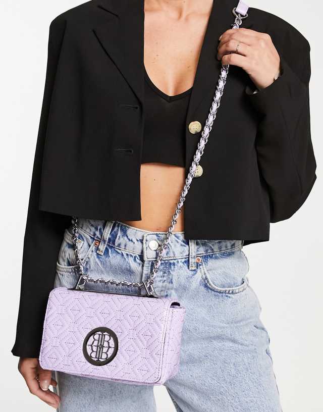 River Island quilted patent shoulder bag in lilac