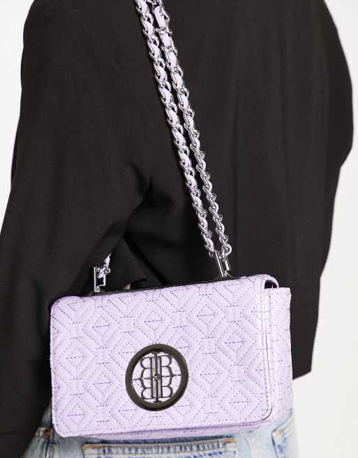 River Island quilted patent shoulder bag in lilac