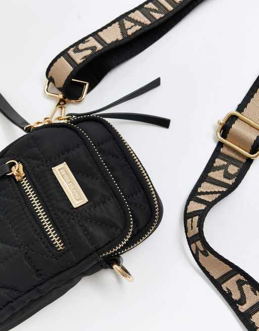 River Island Quilted phone holder bag in black