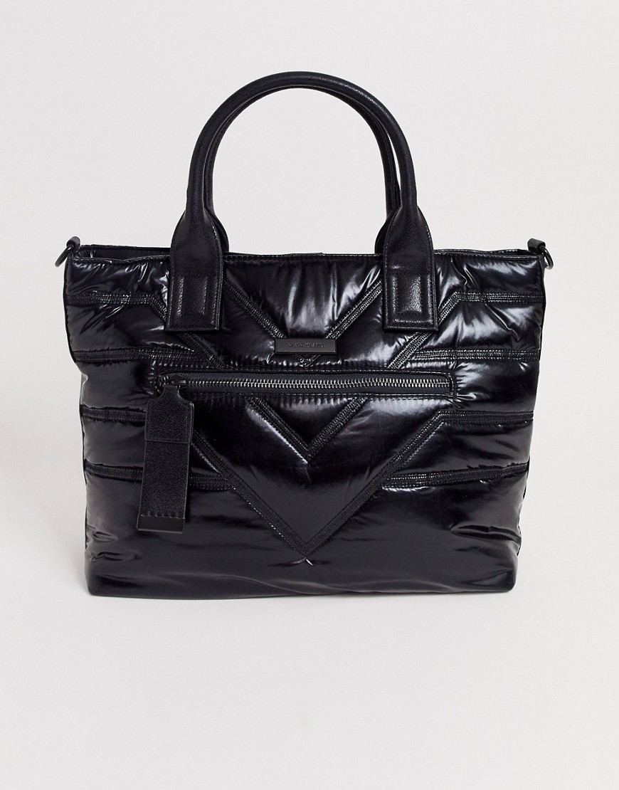 River Island quilted shopper bag in black