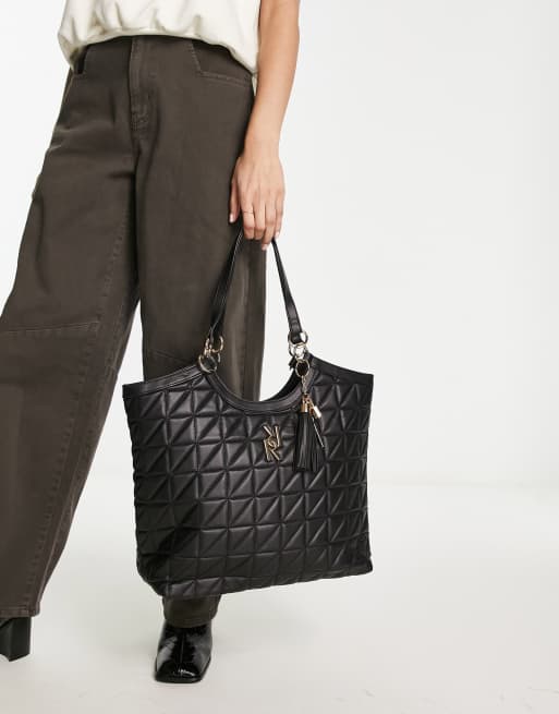 Buy River Island Black Embossed Patent Shopper Bag from the Next