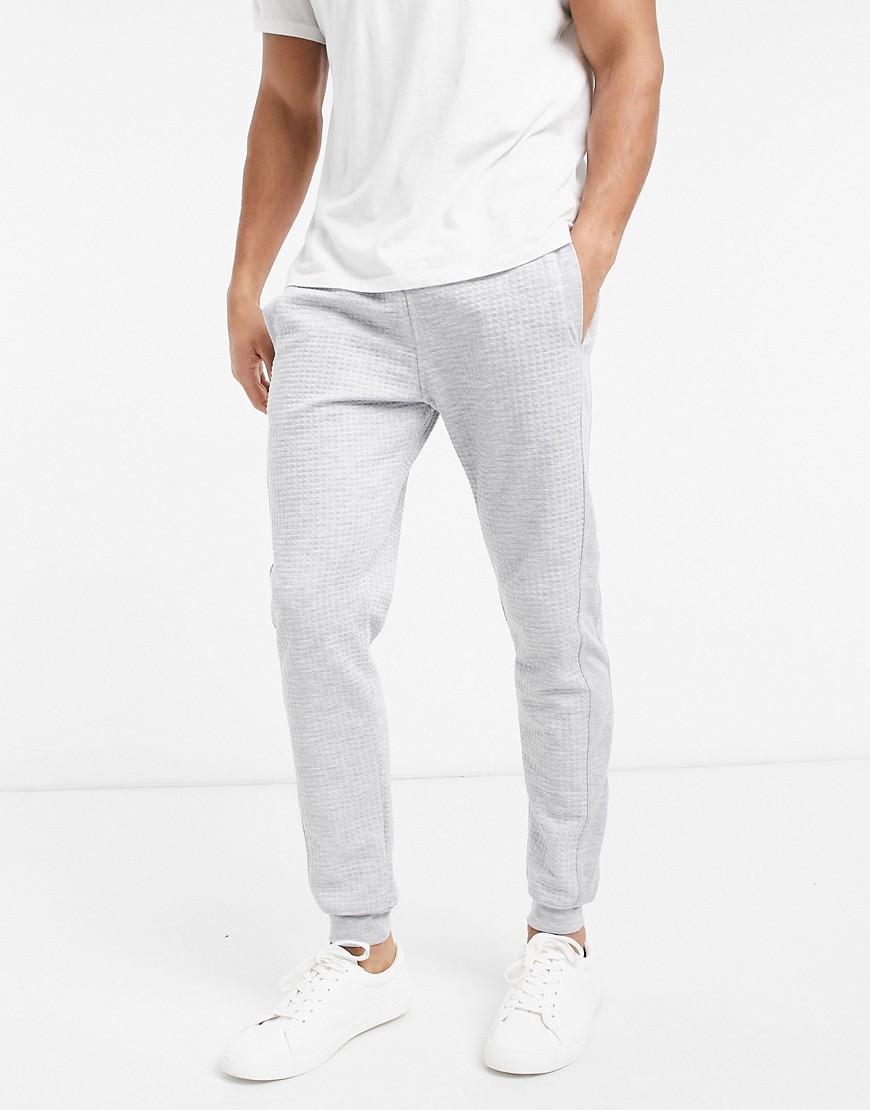 River Island quilted sweatpants in gray-Grey