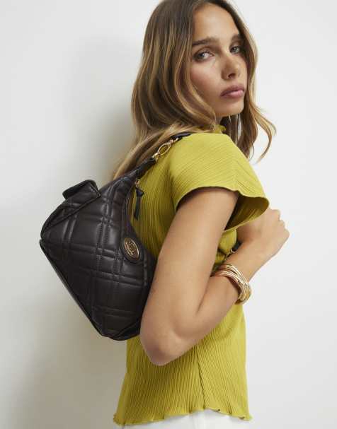 River Island Quilted utility crossbody bag in brown - dark - view 1