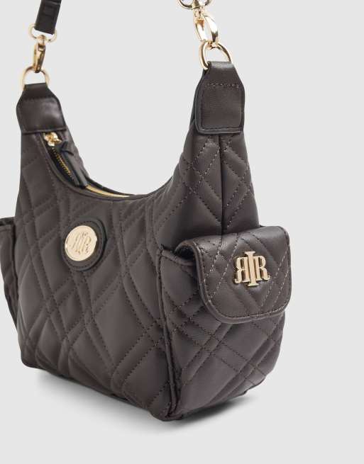 River Island Quilted utility crossbody bag in brown, 3 of 4