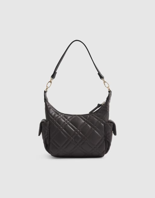 River Island Quilted utility crossbody bag in brown, 4 of 4