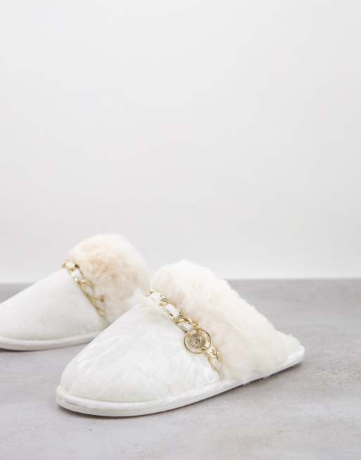 Velvet mule sale slippers