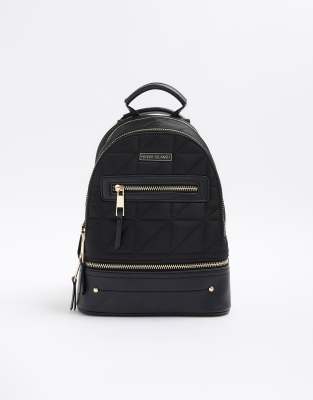 River Island Quilted zip backpack in black | ASOS