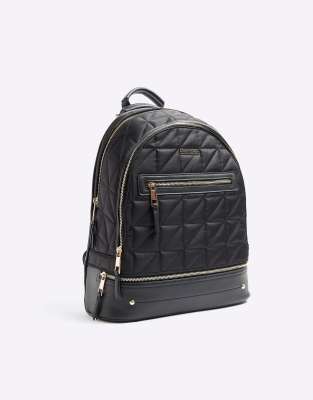 River Island Quilted zip backpack in black | ASOS