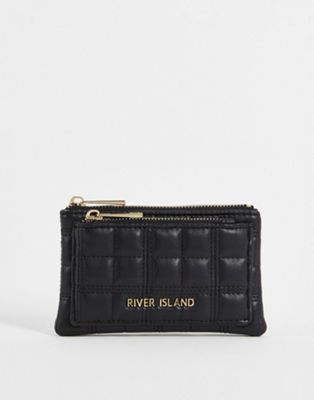 River Island quilted zip pouch purse in black