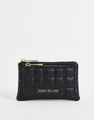 River Island quilted zip pouch purse in black