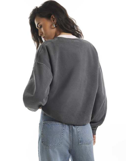 River Island Quirky cherub hotfix sweatshirt in grey, 4 of 4