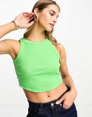 River Island Racer Crop Top In Green