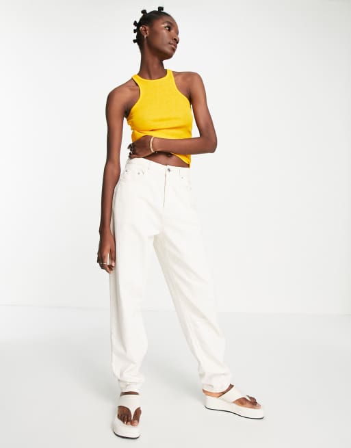 River Island racer mesh tank top in yellow ASOS