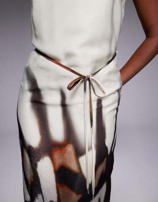 RIVER ISLAND RACER NECK FLORAL PRINT SLIP DRESS 