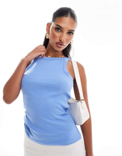 River Island racer singlet in blue