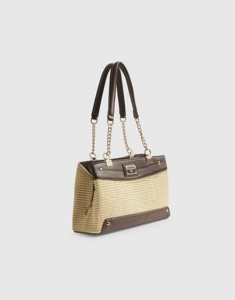 River Island Raffia chain handle shoulder bag in beige - view 1