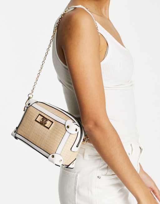 River Island raffia cross-body bag in gold