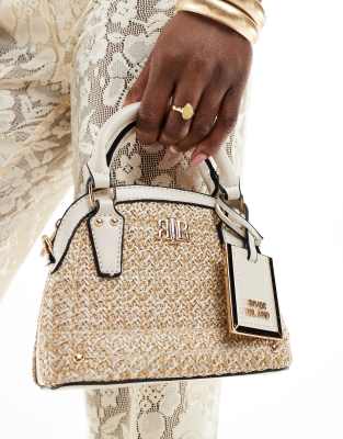 River Island raffia mini bag in beige | ASOS