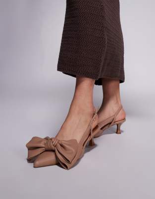 River Island Raffia Slingback Heel With Dark Beige-neutral