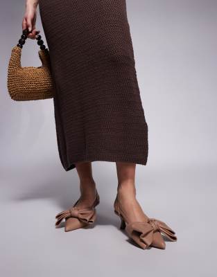 River Island Raffia Slingback Heel With Dark Beige-neutral In Brown