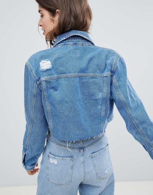 Asos cropped hot sale denim jacket