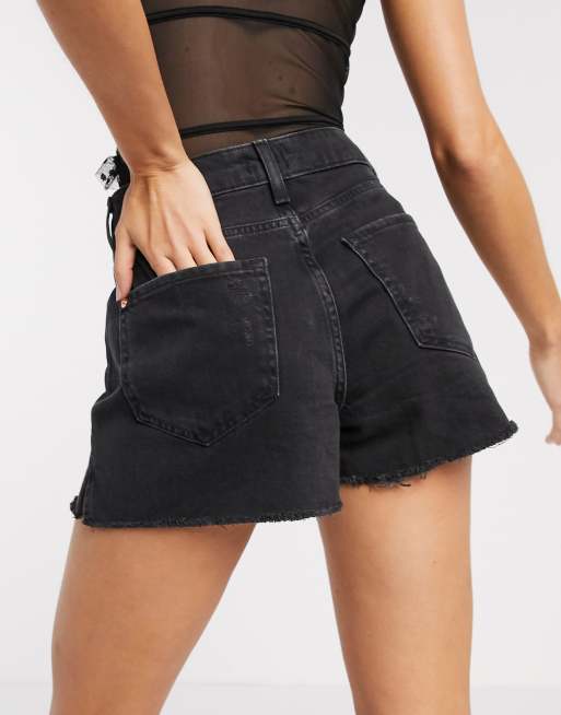 Black denim shorts store river island