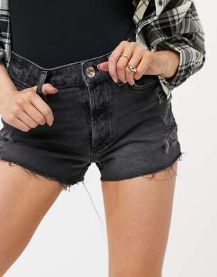 River Island raw hem mom shorts in black - ASOS Price Checker