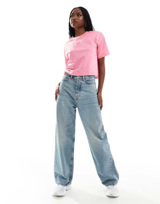 River Island - Recht cropped T-shirt in felroze, 3 van 4