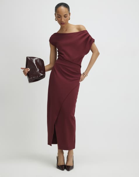River Island Red draped midi dress in purple - dark - view 1